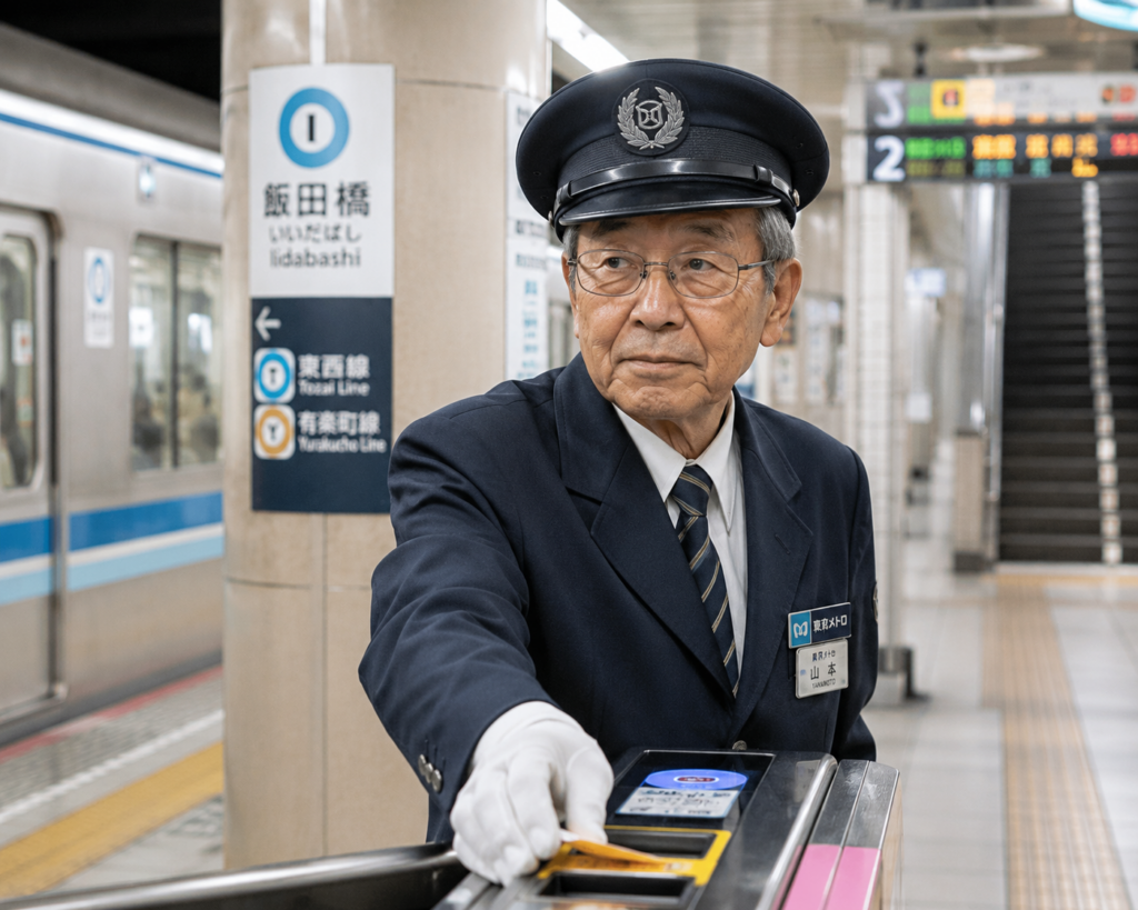 idős japán jegykezelő