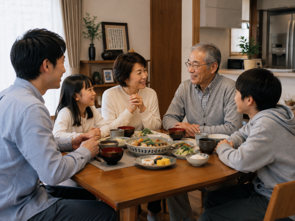 japán család beszélget